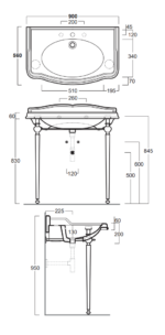 Arcade AR 864 + AR CG1 rusticni lavabo i konzola chrome 90 × 56 cm - Image 2